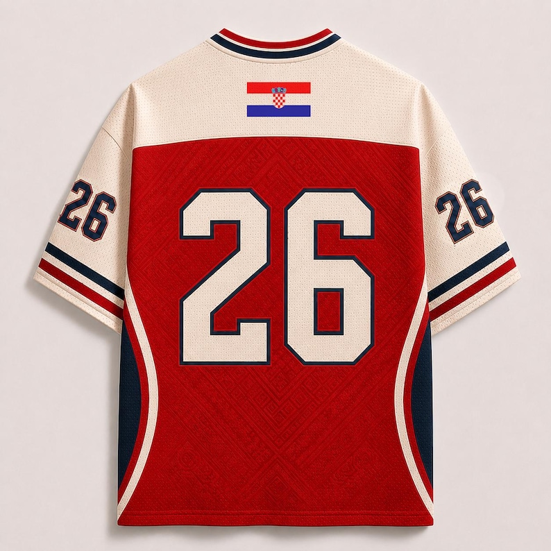 Croatia Soccer Jersey, Croatian Football Fan Shirt, Adriatic Match 26 Game Day Tee, Croatia Jersey Top, Soccer Fan Gift image 2