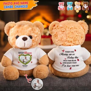 Christmas Hug From Heaven – Personalized Memorial Teddy Bear Plush, Custom Remembrance Keepsake, Hugging This Bear When Feeling Blue
