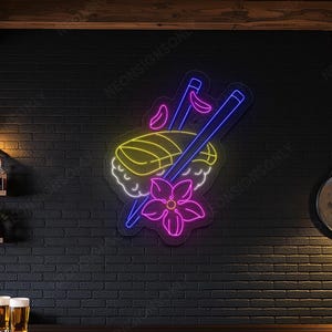 Sushi LED Neon Sign, Sushi Neon Hanging Light, Sushi Japanese Food Neon Wall Art, Japanese Sushi Gloom Led Sign Restaurant Bar Kitchen Decor