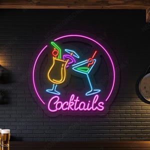 Cocktails Neon LED Sign, Cocktails Led Neon Wall Decor, Cocktail Personalized Wall Decor Light, Cocktail Glow Neon Home Bar Pub Party Decor