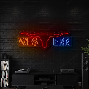Western Neon Sign Longhorn Steer Led Licht, Western Cowboy Steer Head Led Line Art, Longhorn Neonlicht Western Cowboy Country Bar Led Decor
