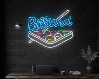 Letrero LED de neón de billar, luz de pared LED de neón de billar, decoración colgante de neón con bola de billar, arte de iluminación lineal para mesa de billar