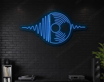 Letrero de neón LED con forma de disco de vinilo, luz de pared LED de neón con forma de disco de vinilo retro, arte de pared de neón con música de vinilo, luz de neón con forma de disco de vinilo, decoración para sala de juegos y bar.