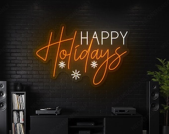 Wesołych Świąt, Neonowa dekoracja ścienna z neonem, Świąteczny neonowy znak LED na imprezę zimową