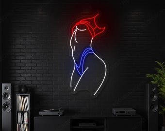 Letrero de neón minimalista con silueta femenina, letrero LED de neón para dormitorio, estudio, elegante diseño de silueta femenina, decoración de pared LED de neón.