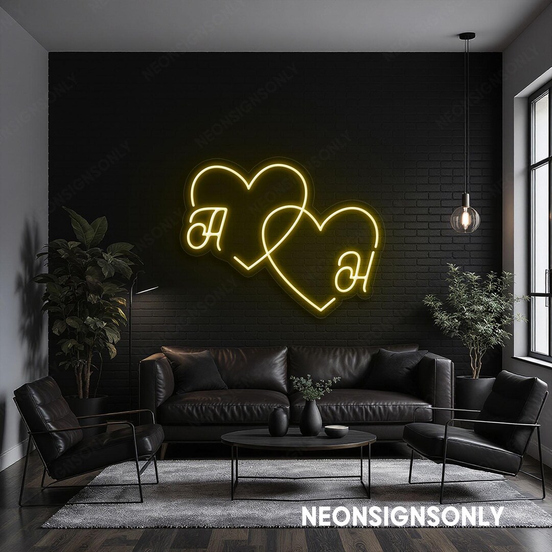 Led Heart Card Custom Name Heart Shaped LED Neon Sign, Hearts Custom Couple Name Wall ...
