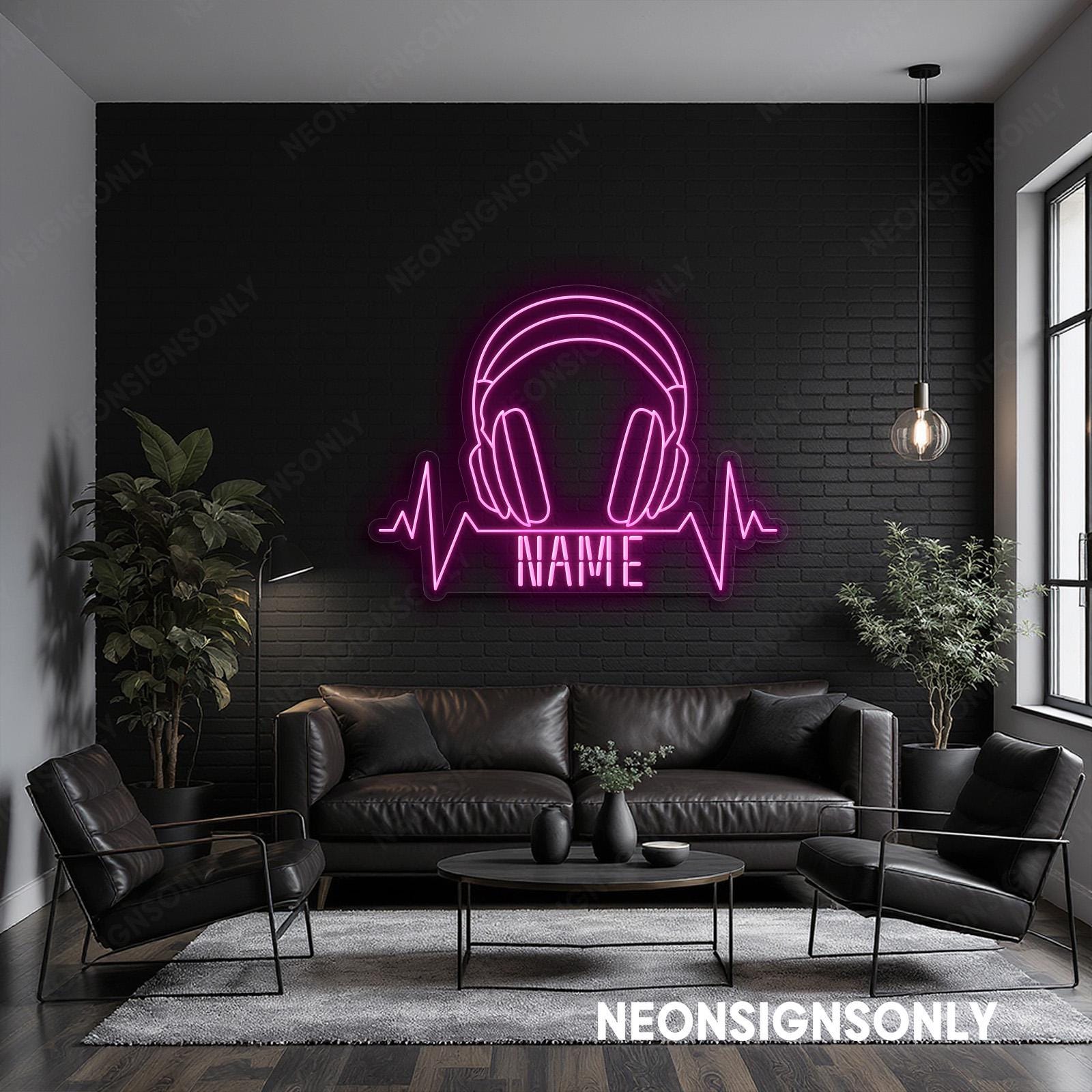 めておら 心音 リングライト 69個 専用ページ Custom Name Headphone LED Neon Sign, Personalized DJ Name Glow Led