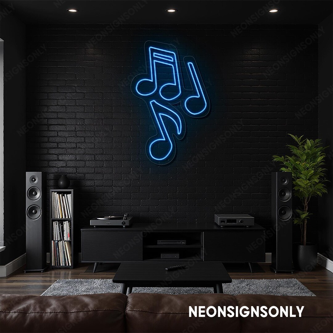 Musical Notes Led Neon Sign, Music Notes Glow Neon Line Art, Music ...