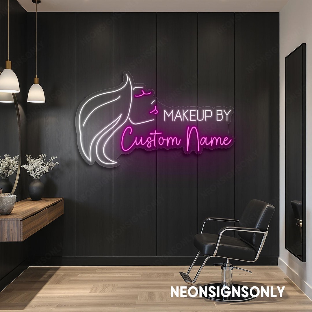 Makeup by Custom Name Led Neon Sign, Personalized Makeup Aesthetic Girl ...