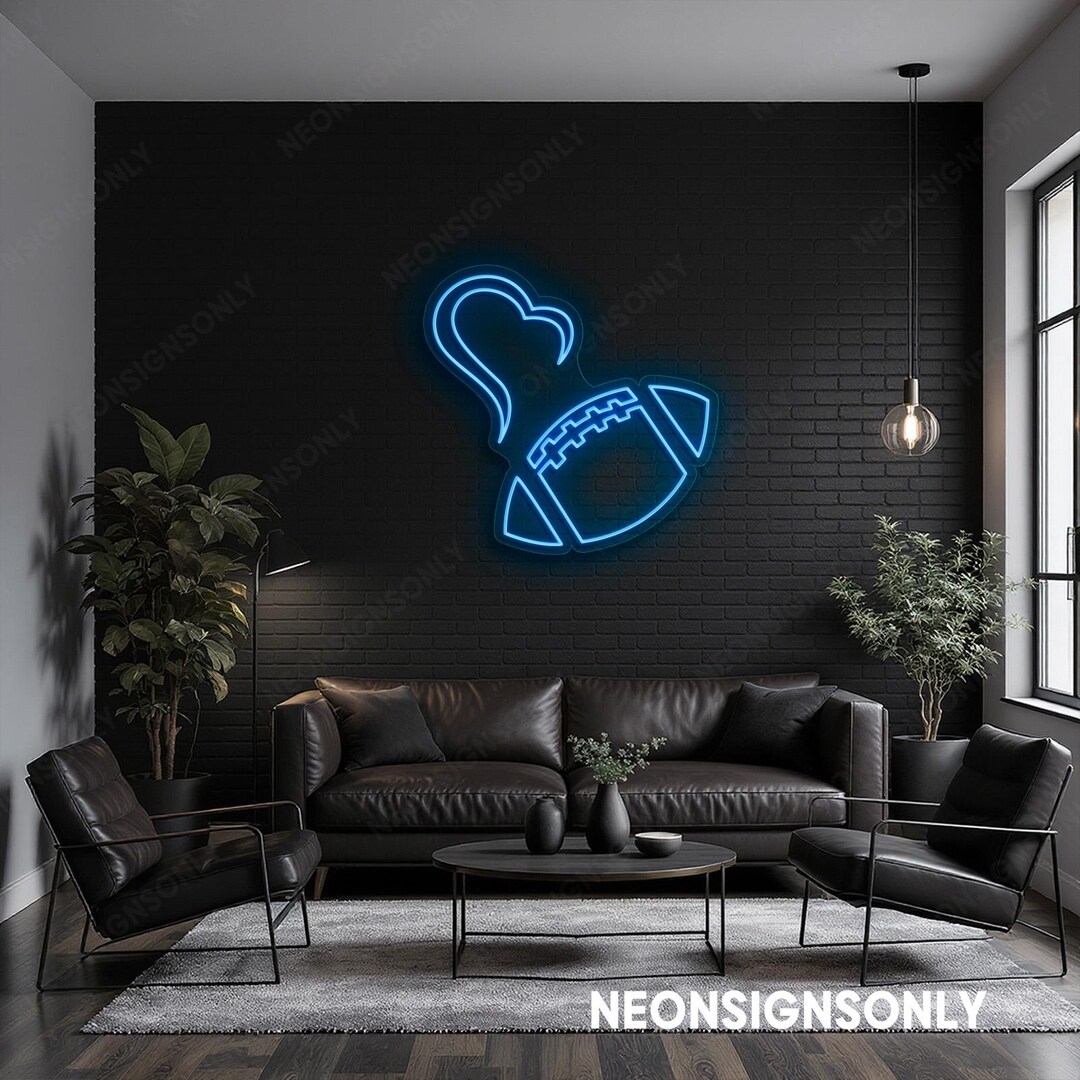 Rugby Ball LED Neon Sign, Rugby Neon Line Decor, Rugby Ball Light Wall ...