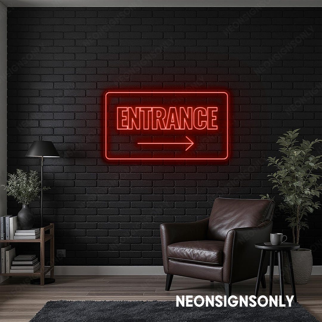 Entrance LED Neon Sign, Personalized Entrance Neon Wall Light, Arrow ...