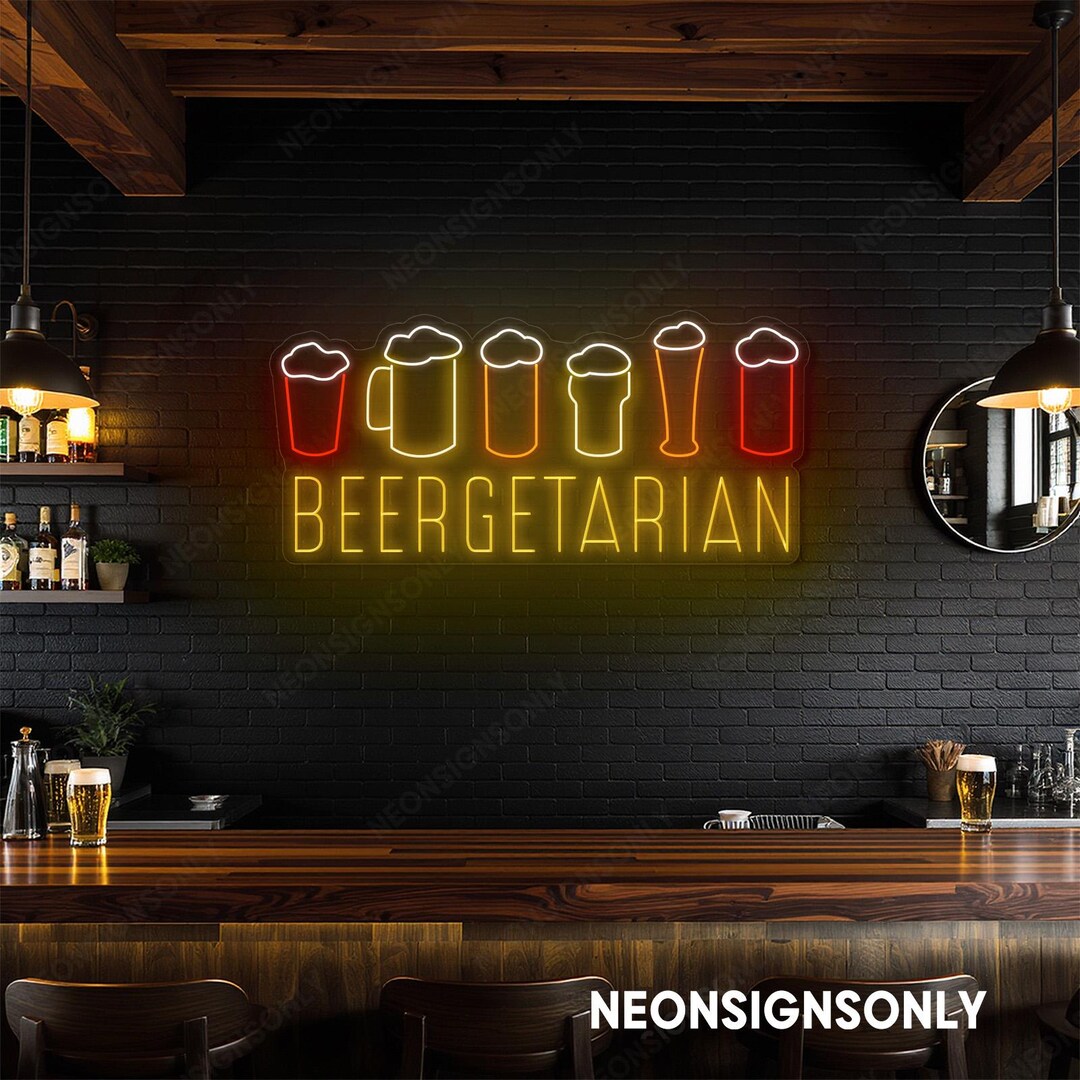 Beergetarian Led Neon Sign, Beer Wall Sign Beergetarian Led Light, Beer ...