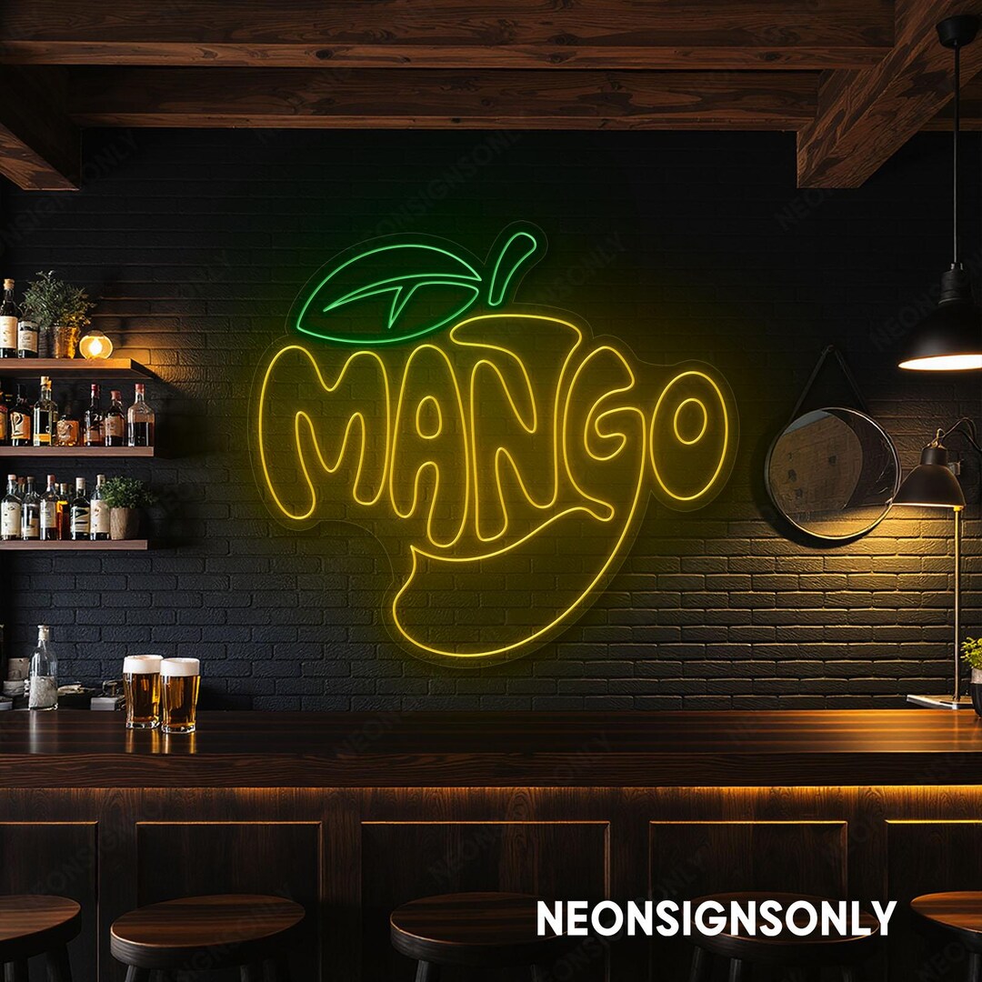 Mango Led Neon Sign, Mango Wall Led Line Artwork, Mango Glow Neon Light ...