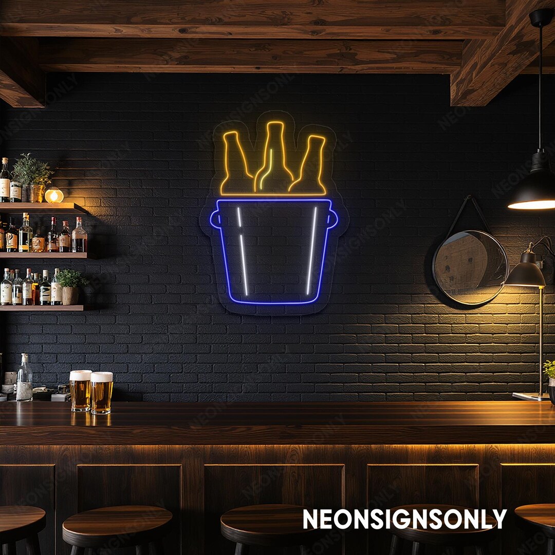 Beer Bucket Neon LED Sign, Beers Bucket Led Light Hanging, Beer Neon ...