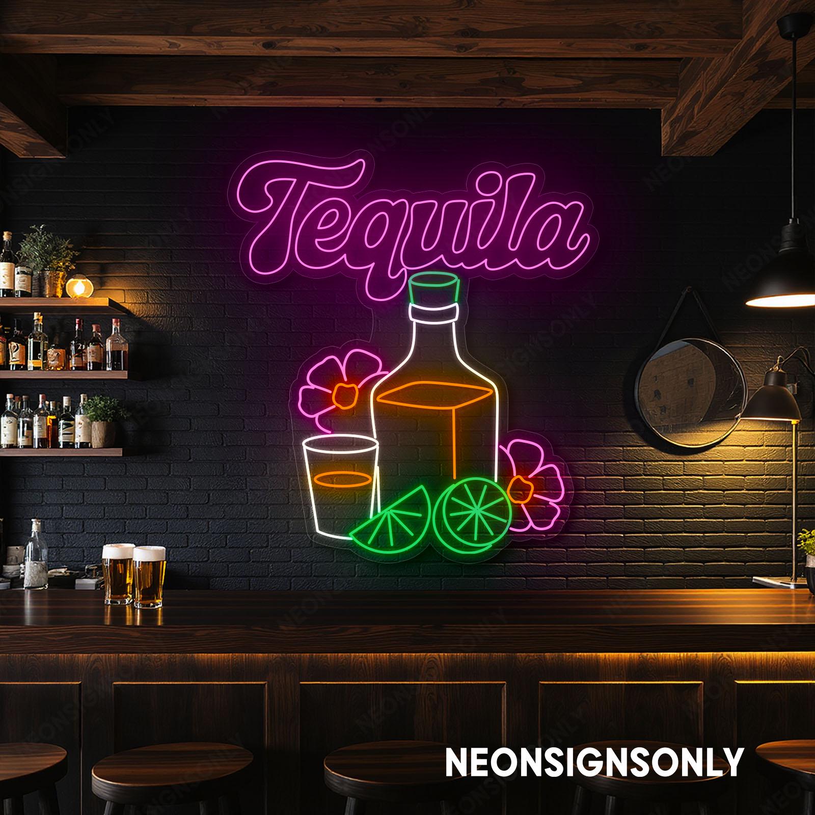 テキーラ ネオン LED 看板 メキシコ パーティー BAR PUB ショット Tequila LED Neon Sign, Tequila Cocktail Glow Neon Wall Line