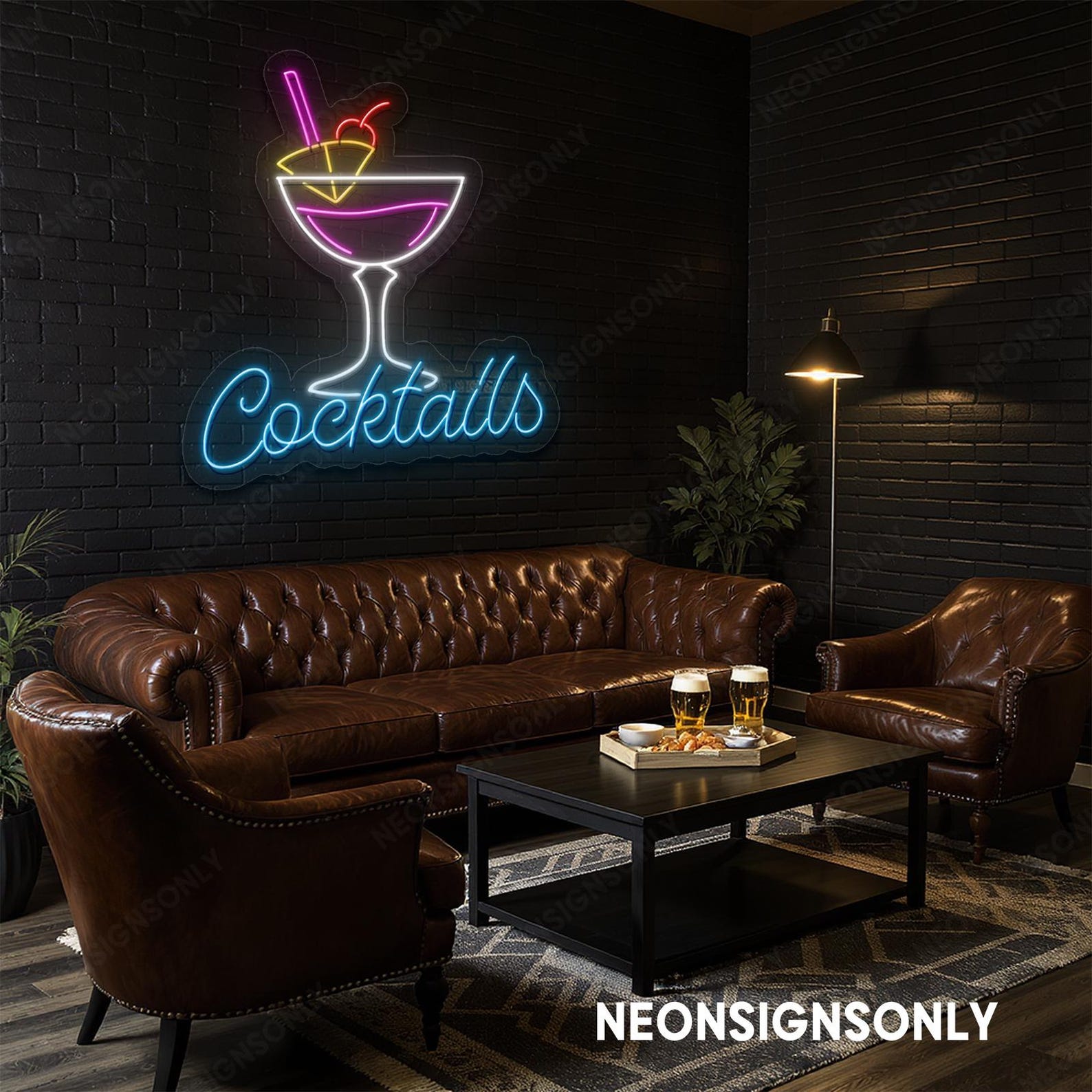 Cocktails Neon LED Sign, Cocktails Led Neon Wall Decor, Personalized ...