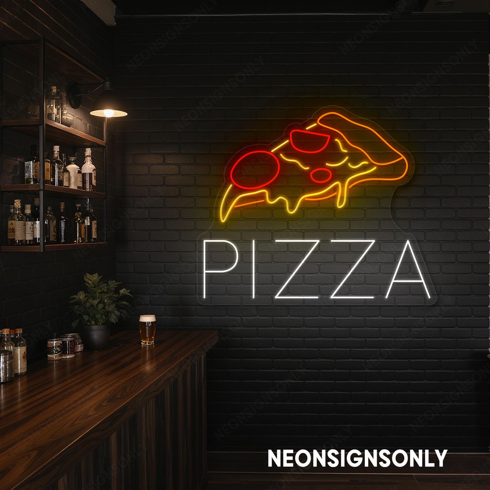 Pizza LED Neon Sign, Pizza Neon Light Melting Pizza Slice Wall Led ...