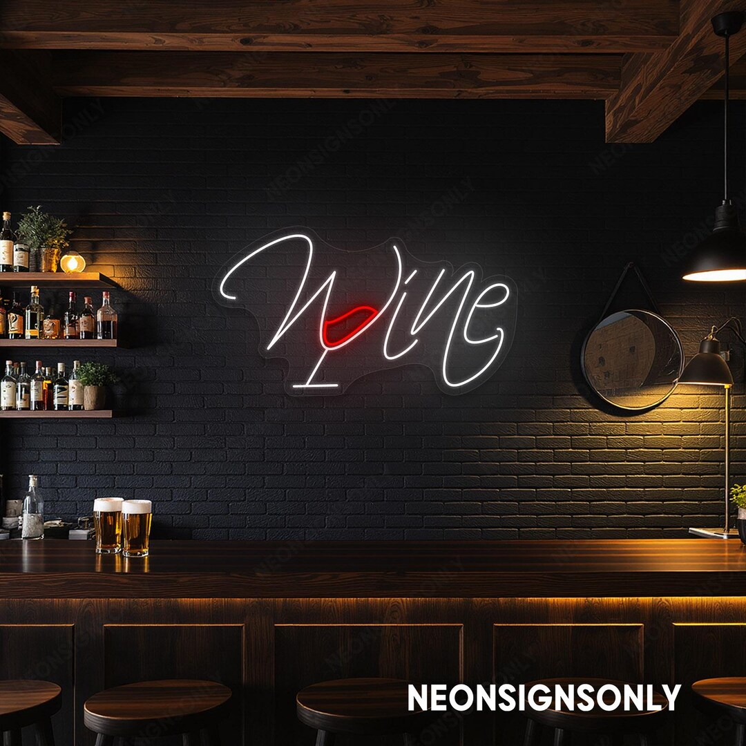 Wine Led Neon Sign, Personalized Wine Led Light Wine Glass Glow Neon ...