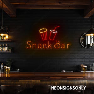Snack Bar Led Neon Sign, Snack Bar Led Sign Popcorn Drink Neon Line Art ...