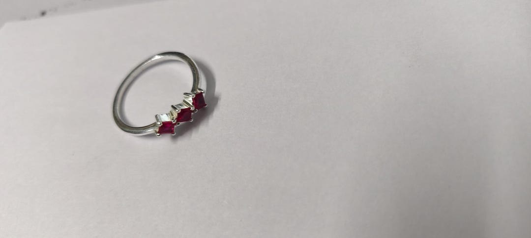 Stunning Ruby Square Solitaire Ring - Solid 925 Sterling Silver Ruby ...