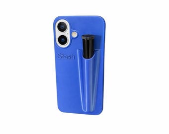 Navy Blue iPhone Case with Hidden Stash Tube