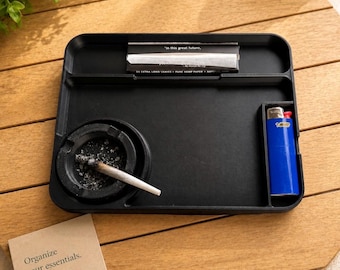 Stash Rolling Tray Organizer | 3D Printed Rolling Tray | Multi Compartment Stash Tray | Smoking Accessories Organizer | Lighter & Ashtray