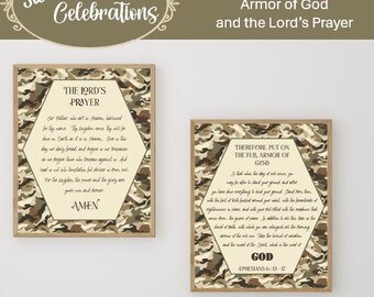 Camo scripture and prayer 8 x 10 wall art with camouflage print, unframed