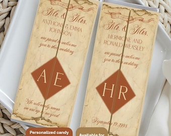 Marauder's Map Candy Wrappers, Personalized Wizard Party Favors (Hershey's 1.55 oz)