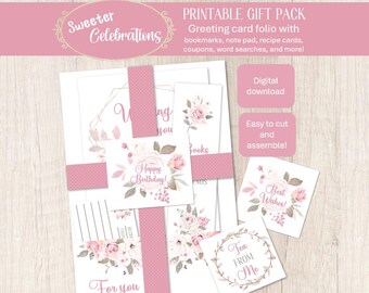 Printbaar cadeaupakket, eenvoudig, leuk, persoonlijk en attent. Cadeaukaarthouder, wenskaart