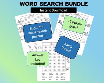 Woordzoekpuzzels voor leerkrachten; 15 puzzels; 3 moeilijkheidsniveaus; inclusief antwoordblad, schoolactiviteit, handgemaakt.
