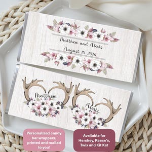 Rustic floral, candy bar wrappers, Fits Reeses, Twix, Kit Kat, Hershey; budget favor for event w/matching signs! includes foil
