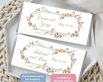 Personalized Regency Romance Candy Wrappers, Jane Austen Floral Design