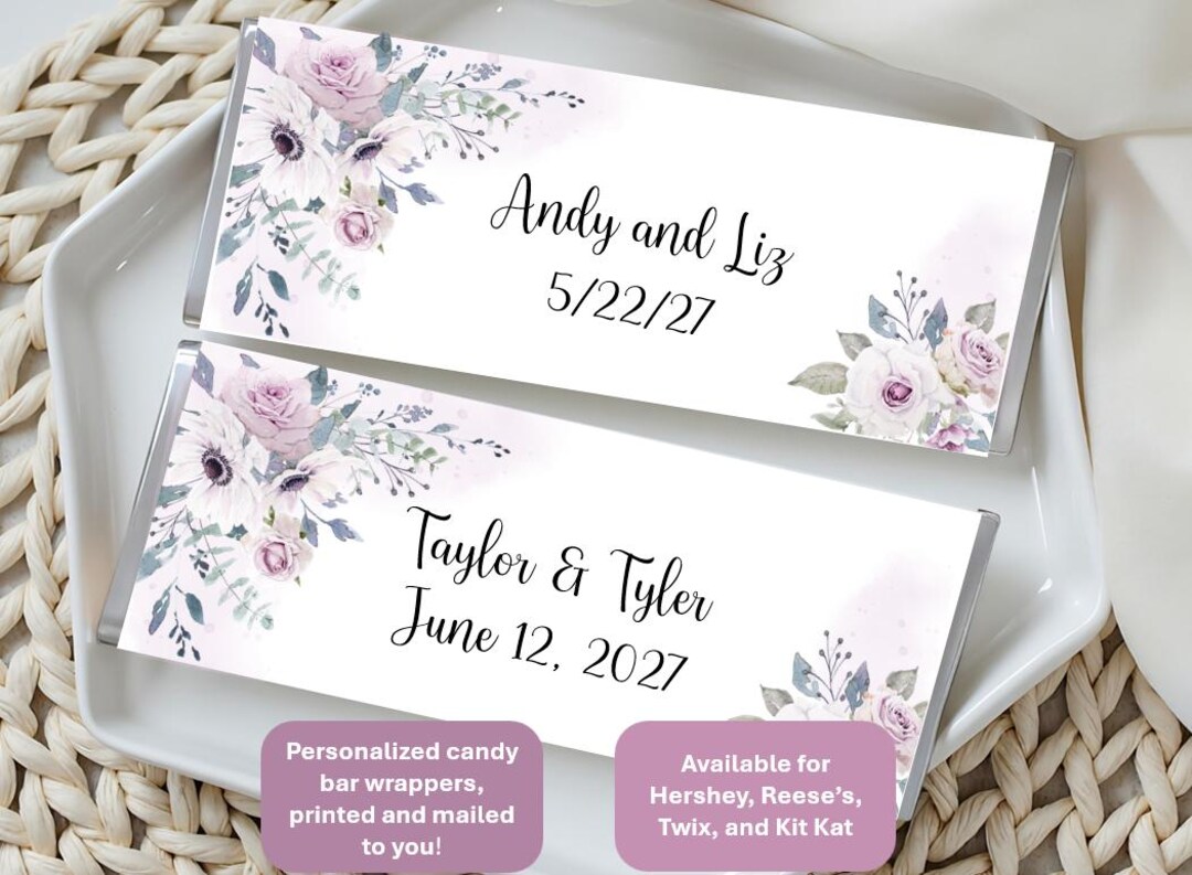 Violet Wrapper Personalized Violet Floral Candy Bar Wrappers, Party Favors With Foil ...