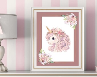 Baby unicorn 8 x 10 wall art printed unframed