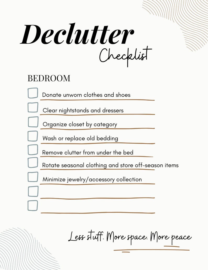 Declutter Checklist | Printable Home Organization PDF | Cleaning ...