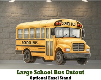 Grande découpe d'autobus scolaire - décoration de fête d'anniversaire de transport pour enfants - rentrée des classes - bus jaune - accessoire d'autobus scolaire - toile de fond de fête accessoire de bus