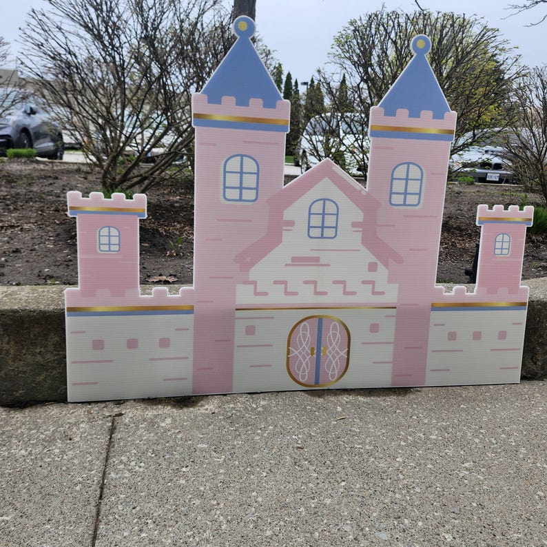Princess Castle Backdrop Pink Party Decor, Fairytale Birthday Yard Sign ...