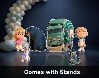 Trash Truck Birthday Decoration – Trash Truck Cutout Centerpiece -  Kids Garbage Truck Party Decor - Yard Sign  - Photo props