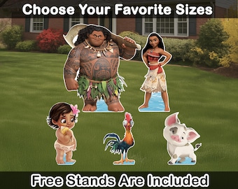 Moana Birthday decoration Moana cutouts Moana party decor yard sign Moana Backdrop Topper Moana cut out baby moana cut outs Maui HeiHei Pua