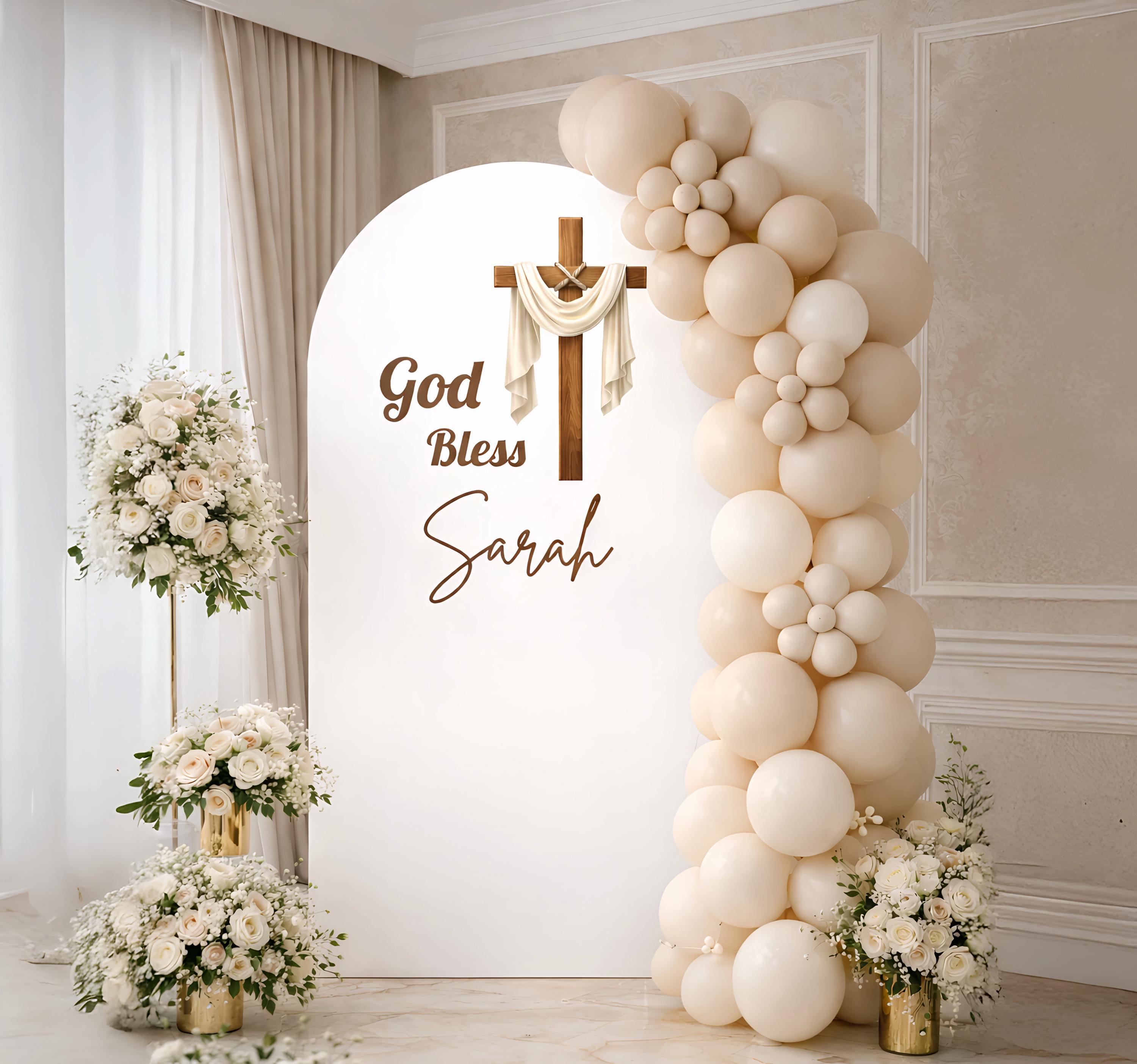 God Bless Baptism Backdrop Arch – 4mm Coroplast Print – Christening ...