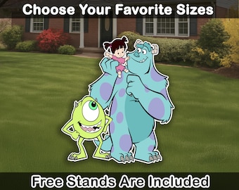 MONSTERS Party decor Monsters INC Birthday decoration Monsters inc cutout backdrop yard art standee Monsters inc Salley Mike Randall boo