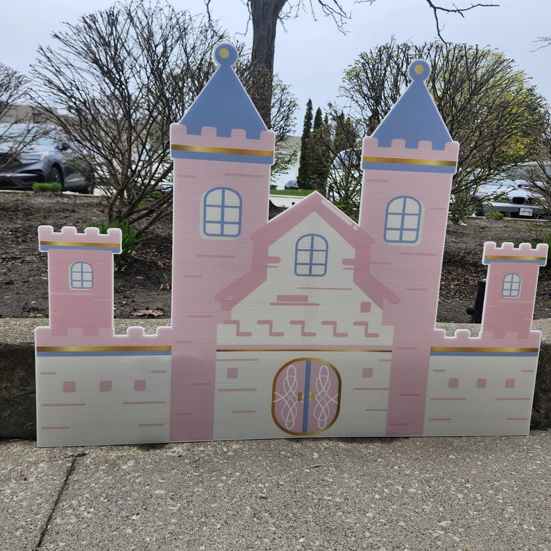 Princess Castle Backdrop Pink Party Decor, Fairytale Birthday Yard Sign ...