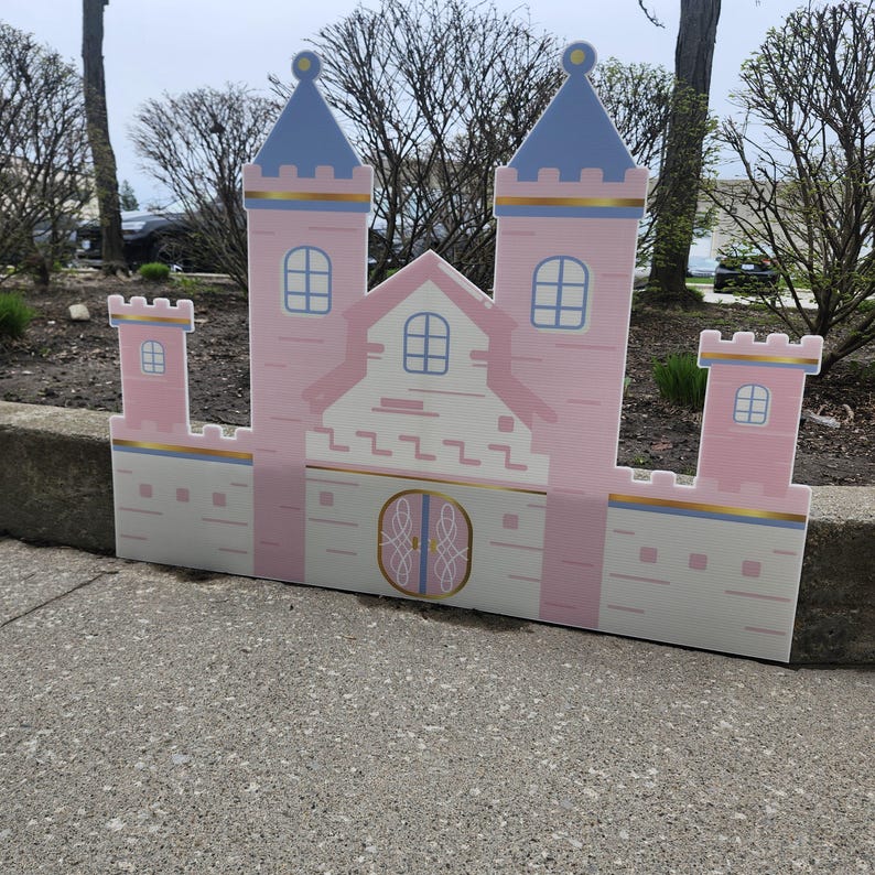 Princess Castle Backdrop Pink Party Decor, Fairytale Birthday Yard Sign ...