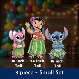 Lilo and Stitch Character Cutouts, Stitch Angel Standees, Hawaiian Luau Party Lawn Signs, Baby Shower & Birthday Decor, centerpiece props 3 PCS Set -  Small