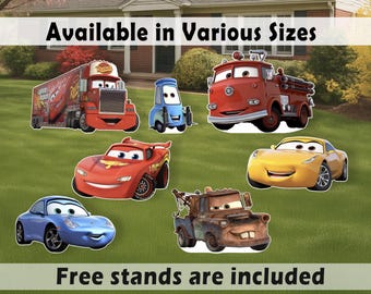 Cars Party decoration centerpiece Cars Birthday decoration Cars cutout centerpiece topper Cars Movie backdrop yard art standee McQueen Mater