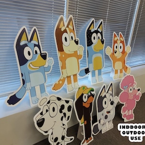 CUTE Party decoration standee Bluey cutout centerpiece Bluey Birthday decoration bluey cutouts centerpiece topper backdrop cutouts yard art