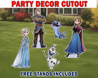 Frozen Birthday Decoration , Elsa Cutout  Anna cut out Olaf Frozen Party Decor Standee Backdrop Winter Princess Birthday Party Decor