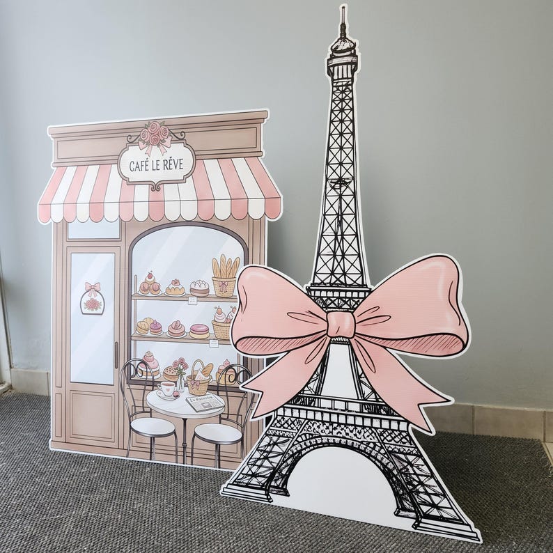 Paris Props Paris Party Cutouts, Eiffel Tower & Paris Cafe Props, Pink French Baby ...