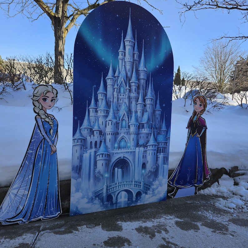 Frozen Castle Backdrop Arch | Elsa Anna Birthday Party Decor | Frozen Winter Photo Backdrop | Elsa Anna cutout | Elsa Anna Backdrop image 1