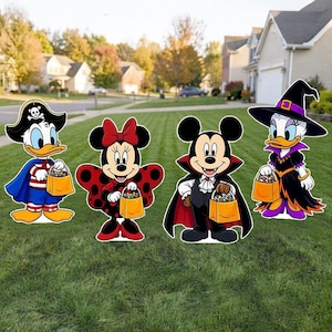 Mickey Mouse & Friends Halloween Yard Sign cutout, Minnie mouse Halloween Decor, Daisy Donald duck Trick or Treat, Outdoor mickey Halloween image 1